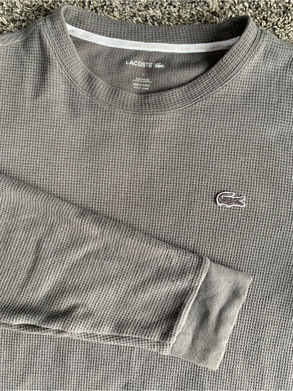 Lacoste Grey Thermal crew neck sweater